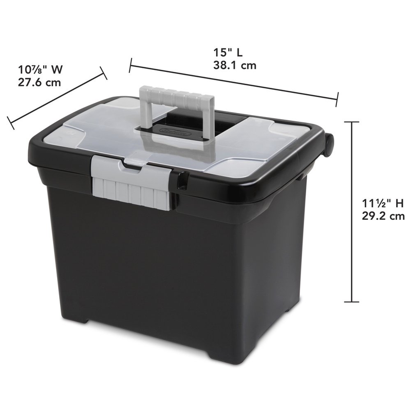 Sterilite Portable File Box, Plastic, Black