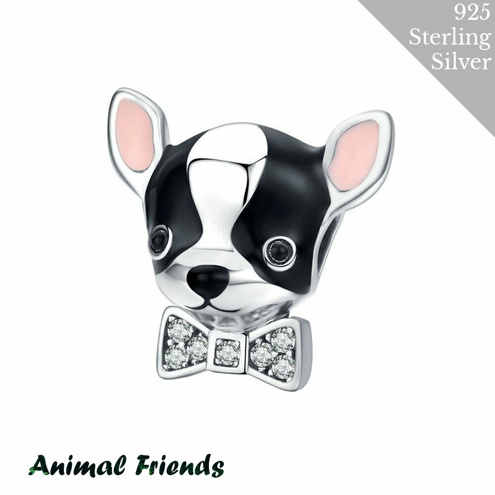 Chihuahua Hunde Kopf Charm mit Emaille für Pandora 925 Sterling Silber