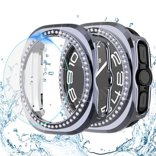 For Samsung Galaxy Watch Ultra 47mm Diamond Bling PC Case Cover Screen Protector