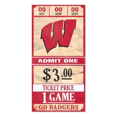 Деревянная табличка с билетом Wisconsin Badgers, 6 x 12