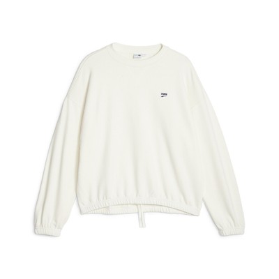 Женская толстовка с круглым вырезом оверсайз от Puma Downtown, белая 62145565