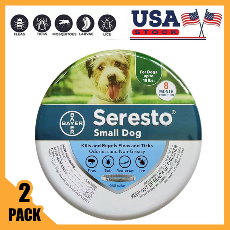 2pcs SerestoÂ³ FleaÂ³ And TickÂ³ Collar For Small Dogs 8 Month Protection Collars