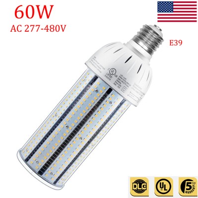 60W LED Corn Cob Light Bulb For Warehouse Garage Replace 480V MH HPS CFL HID