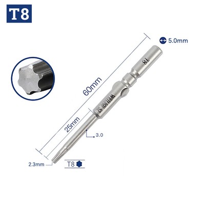 Long Reach Torx Star Hex Security Bit Set T4 - T20 Tamper Proof Screwdriver Bit