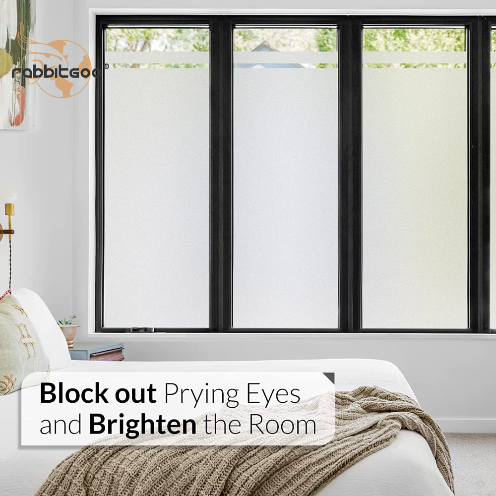 rabbitgoo Window Film Privacy Static Clings Pure Frosted Sticker 17.5x78.7In