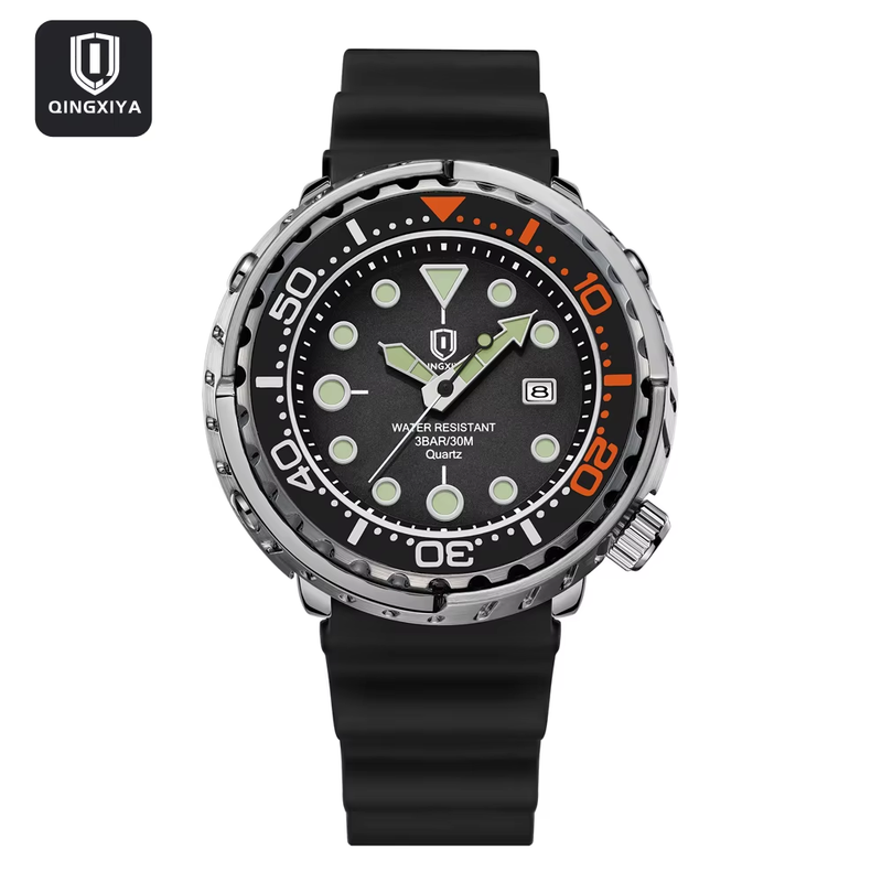 Sports Men Quartz Watch Silicone Strap Waterproof Luminous Date Wristwatch Mens 