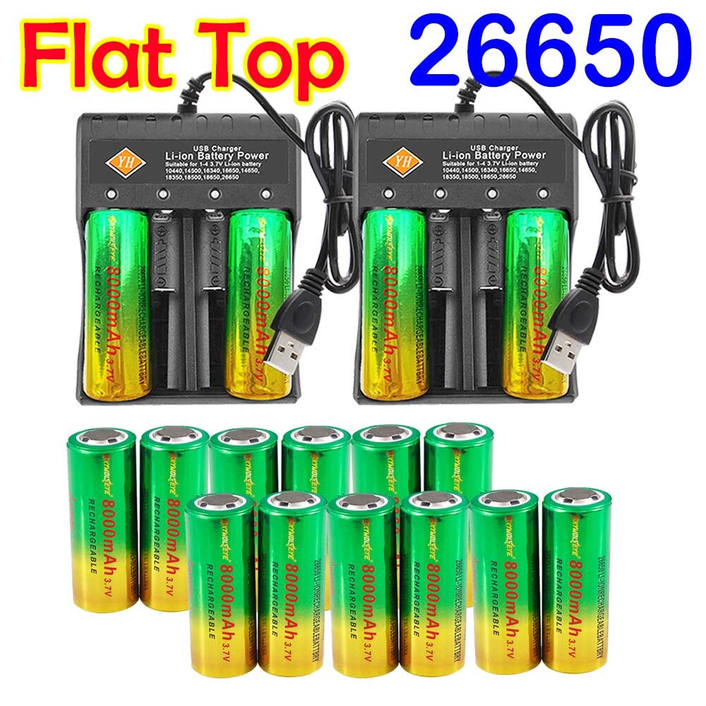 Sky wolf eye 26650 Battery 3.7V 8000mAh Rechargeable Batteries Cell