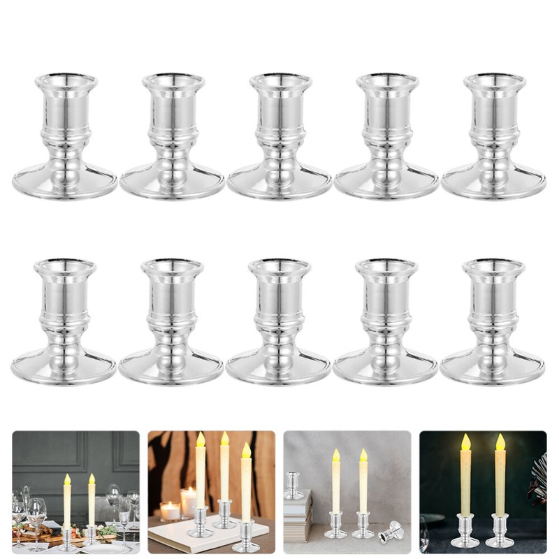 10 Pcs Chandeliers Argentes Bougeoir CrÃ©Atif Base Bougie ÃLectronique