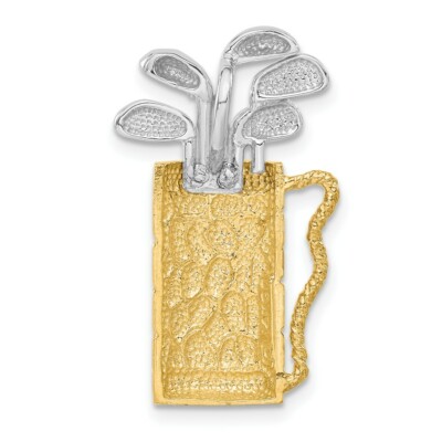 Pre-owned Skyjewelers Real 14kt Two-tone Golf Bag With Clubs Pendant