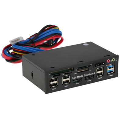5.25'' Multifunction Media Dashboard USB 3.0 Hub Card Reader PC Front Panel W0M3