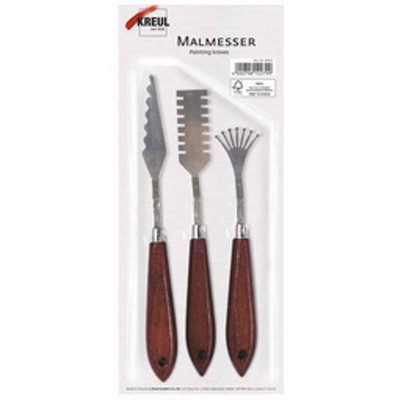 Kreul 41824 Malmesserset 3-teilig mit elastischen Metallklingen und Holzgriff