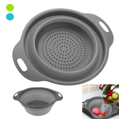 1 X Collapsible Strainer Colander Silicone Bowl 11.8'' Kitchen Sink Drainer Tool