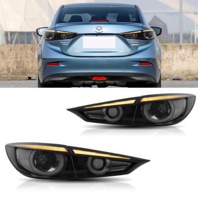 VLAND FULL LED Smoked Tail Lights For 2014-2018 Mazda 3 sedan Sequential Turn