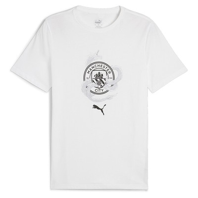 Мужская футболка с коротким рукавом и круглым вырезом Puma Mcfc Year Of The Dragon с графическим рисунком, белая C