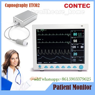 ICU Patient Monitor NIBP SPO2 PR ECG TEMP 6 Parameter Vital Signs Machine+Etco2