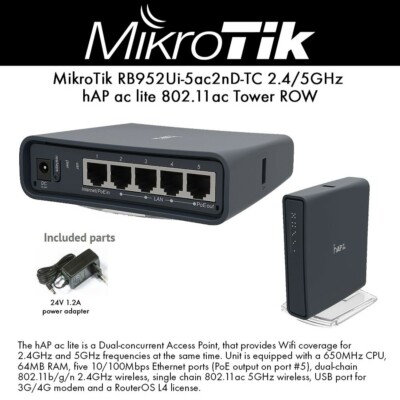 MikroTik RB952Ui-5ac2nD-TC hap ac lite tower International Version