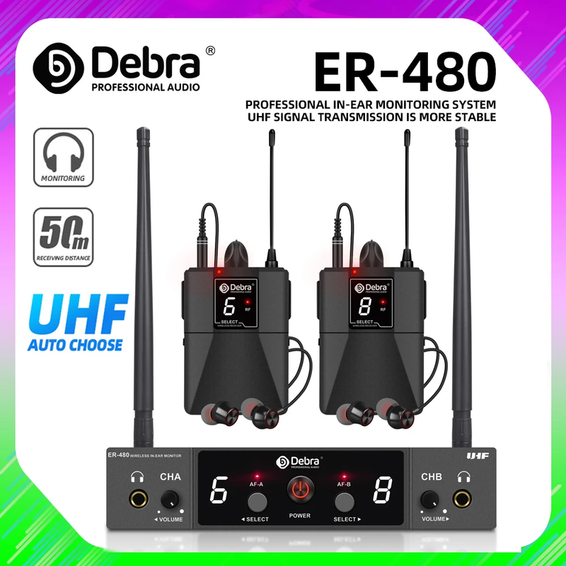 Debra UHF ER-480 Professional Wireless In-Ear Monitor System UHF Frequency 500-7