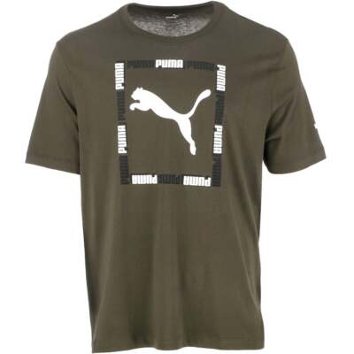 

Мужские зеленые повседневные топы Puma Type Box Crew Neck с коротким рукавом 845754-04, Зеленый, Puma Type Box Crew Neck Short Sleeve T-Shirt