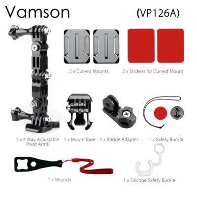 Accessoires Vamson pour Gopro Hero 7 6 5 Kit casque 4 voies réglable bras Pivot