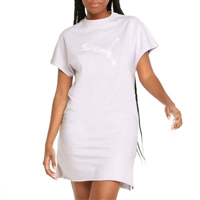 

Летнее платье-футболка с короткими рукавами Puma, женское фиолетовое повседневное 84841317, Фиолетовый