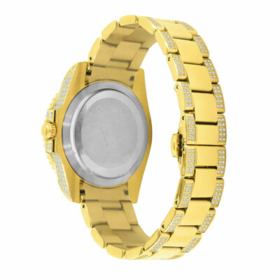 Pre-owned Bling Master Full Steel 18k Yellow Gold Simulated Diamond 40mm Presidential Mens Watch W/date