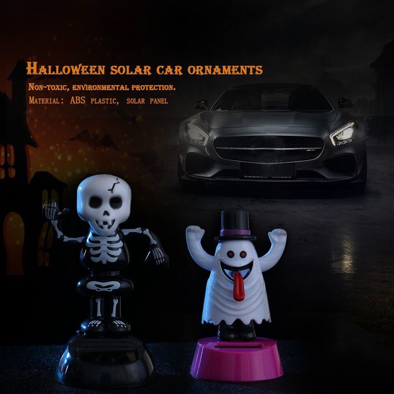 Cool Pumpkin Lantern Ghost Dancing Car Decor Solar Toys Halloween