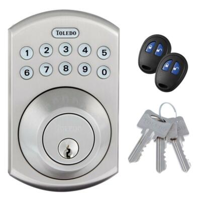 Electronic Deadbolt Door Locks AA Battery Stainless Steel Remote Control 3-Keys