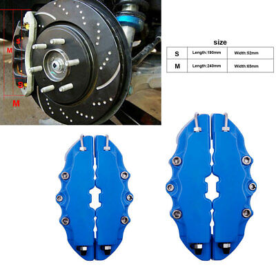 4× 3D Blue Car Auto Disc Brake Caliper Covers Front & Rear Wheel Accessories Kit