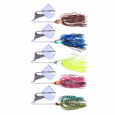 5PCS/Set 16g Blade Spinner Bait with Rubber Skirt Fish Buzzbait Fishing Lure Lot