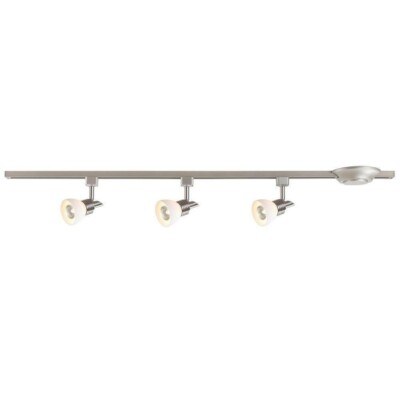 Brushed Nickel With Frosted Glass 3-Light Linear Track Lighting Kit
