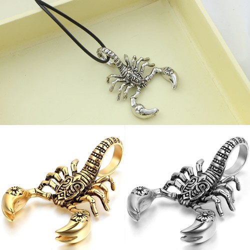 Vintage Men Scorpion Leather Rope Pendant Neck Chain Necklace Jewelry Accessory