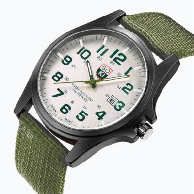 Couple Fashion Nylon strap Analog Quartz Round Wrist Watch Watches