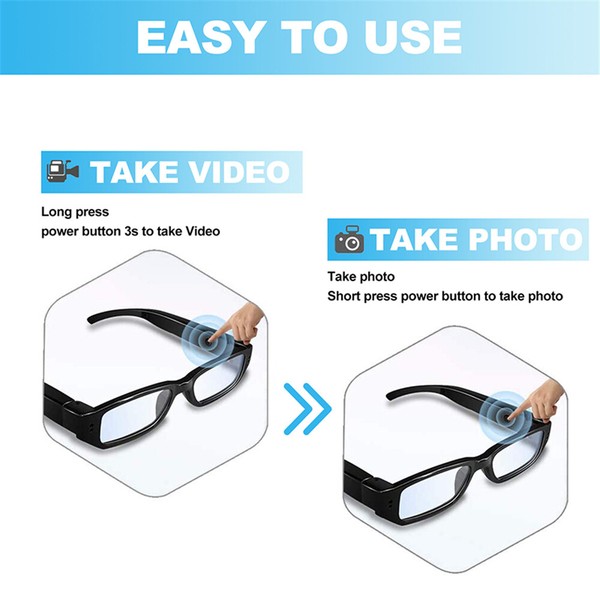 1080P HD Video Cam Recorder Camera Glasses Hidden Mini DVR Running Eyeglass - Image 13