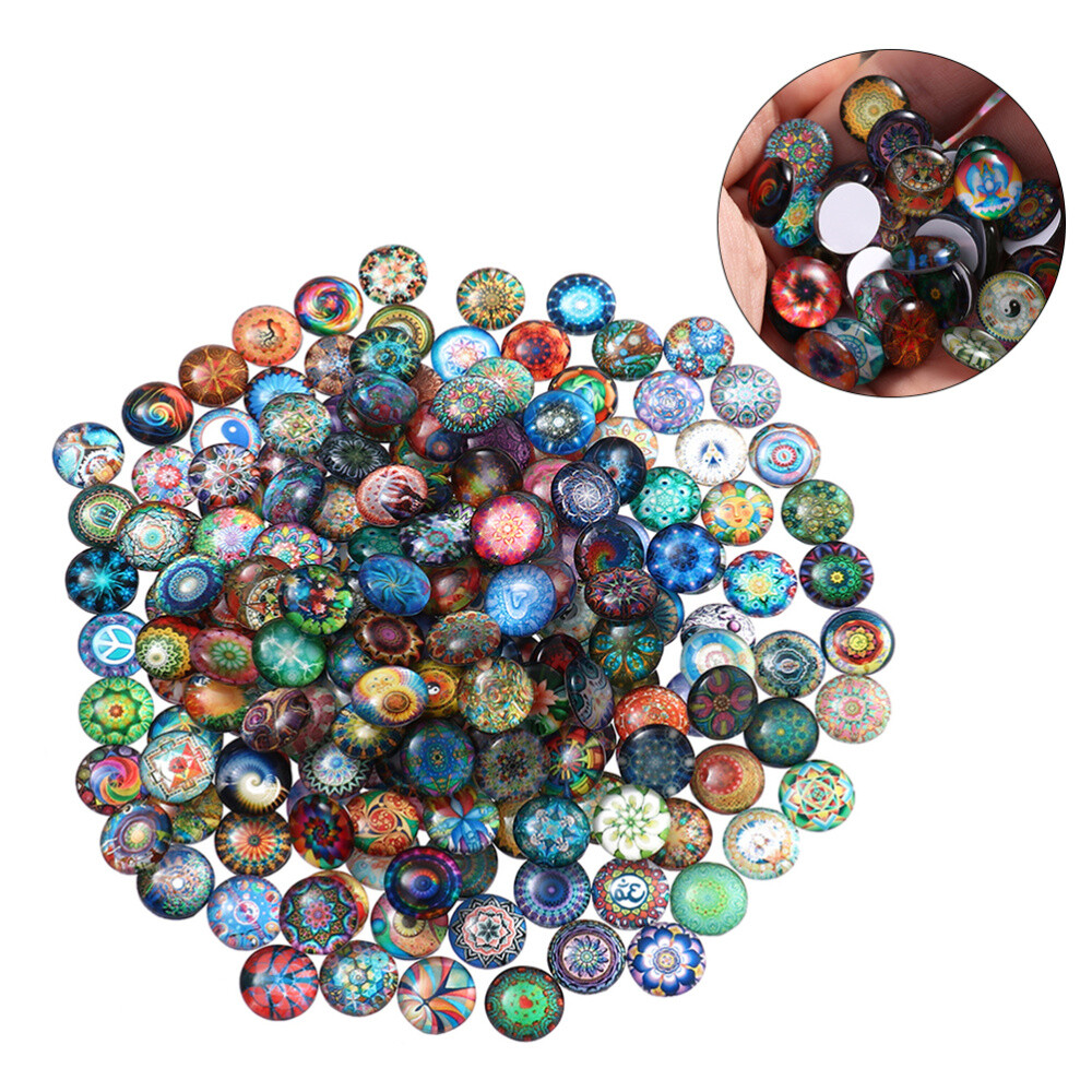 100pcs 10/12mm Mixed Round Mosaic Tiles for Crafts Glass Mosaic