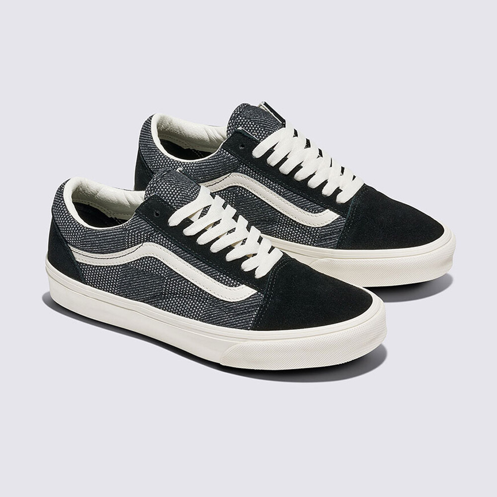 Vans Denim Old Skool Skate Sneakers Shoes Check Black