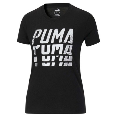 

Футболка Puma Font Graphic с круглым вырезом и короткими рукавами, женские повседневные топы размера , 8490, Черный