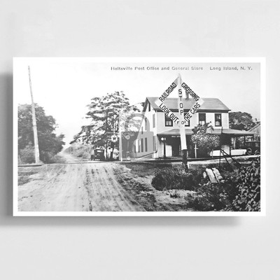 Railroad Crossing Store Holtsville Long Island New York NY Reprint Postcard