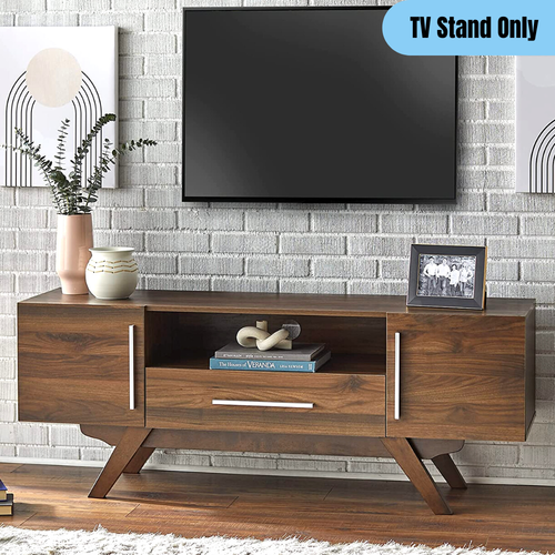 Wooden Media Console Entertainment Center Mid-century Modern