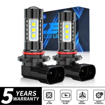 Pair H10 LED Fog Driving Light Bulbs Kit 9145 9140 White 6000K Super Bright Lamp