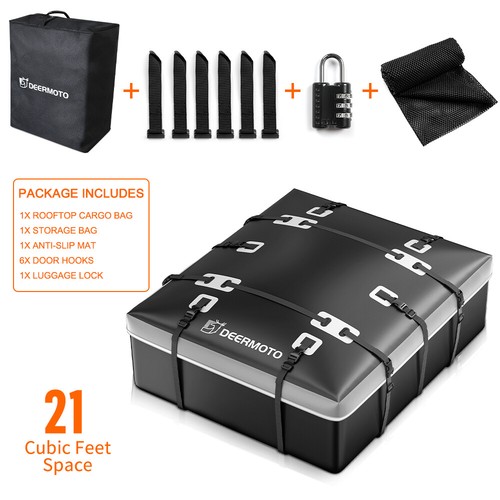 21 Cubic Car Roof Top Rack Cargo Carrier Bag Luggage Storage Waterproof For SUV
