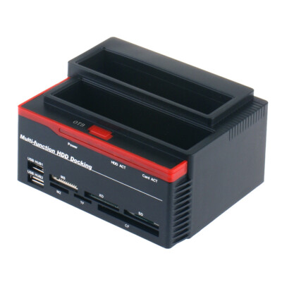 All in 1 IDE SATA Dual Hard Drive HDD Docking Station Dock USB HUB Card Reader
