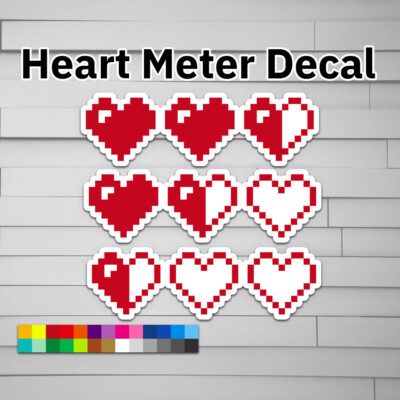 Heart Meter Vinyl Decal for Car (life hearts love 8bit 8-bit 8 bit) (for laptop