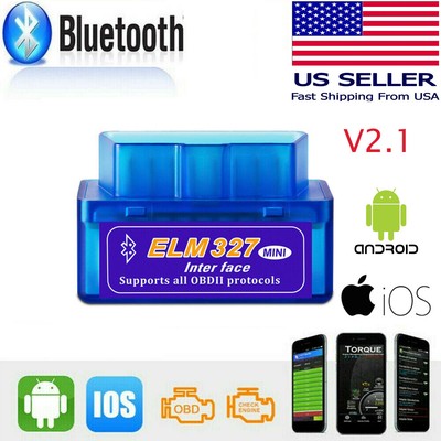 OBD2 Car Bluetooth Scanner Code Reader OBDII ELM327 V2.1  FOR iPhone iOS Andriod