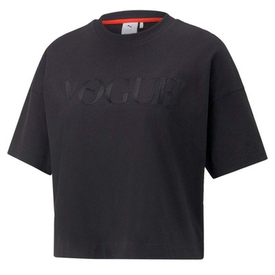 

Puma Vogue X Graphic Crew Neck Футболка с коротким рукавом Женские повседневные топы размера, Черный