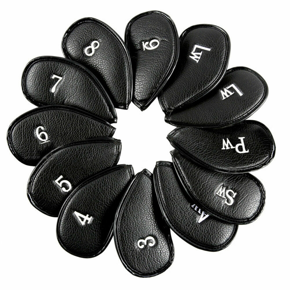 Leather Golf Headcovers Irons Set 12 Pcs Club Iron Head Covers Driver Mallet New