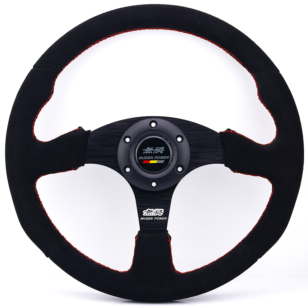 Mugen 14inch Suede Leather Steering Wheel Tuning Drift