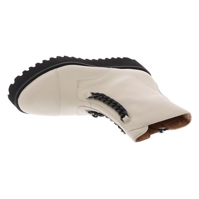 Pre-owned All Black Twin Chain Flatform Women's Boot In Ivory