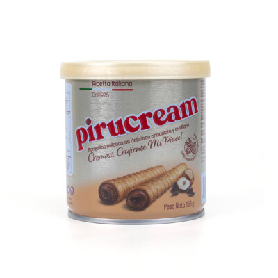 Pirucream Cream Filled Rolled Wafer. Chocolate and Hazelnut Filling. 5.46 oz