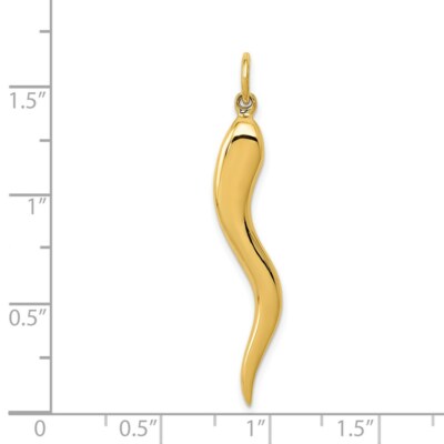 Pre-owned Superdealsforeverything Real 14kt Yellow Gold Large 3d Italian Horn Charm