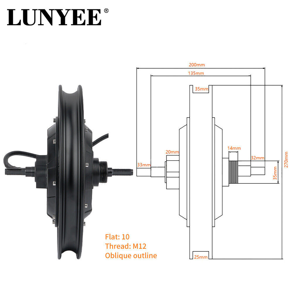 14 inch 36V-72v Electric Bicycle Motor Kit 1500W-3500W 120km/h Hub Motor